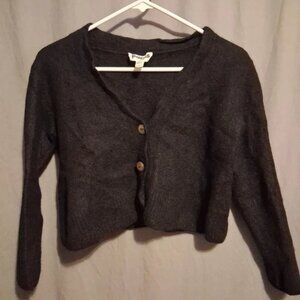 PACAS Black Cropped Button Up Sweater Cardigan in Size L